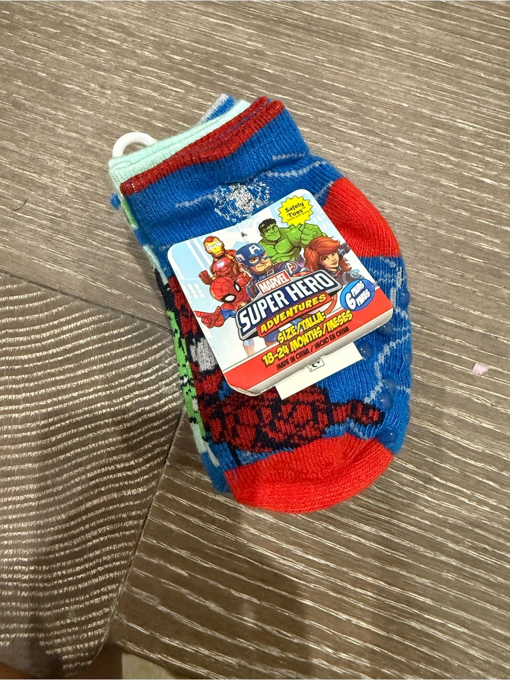 NWT Size 18-24 months Marvel Super Hero safety Socks 6 pairs